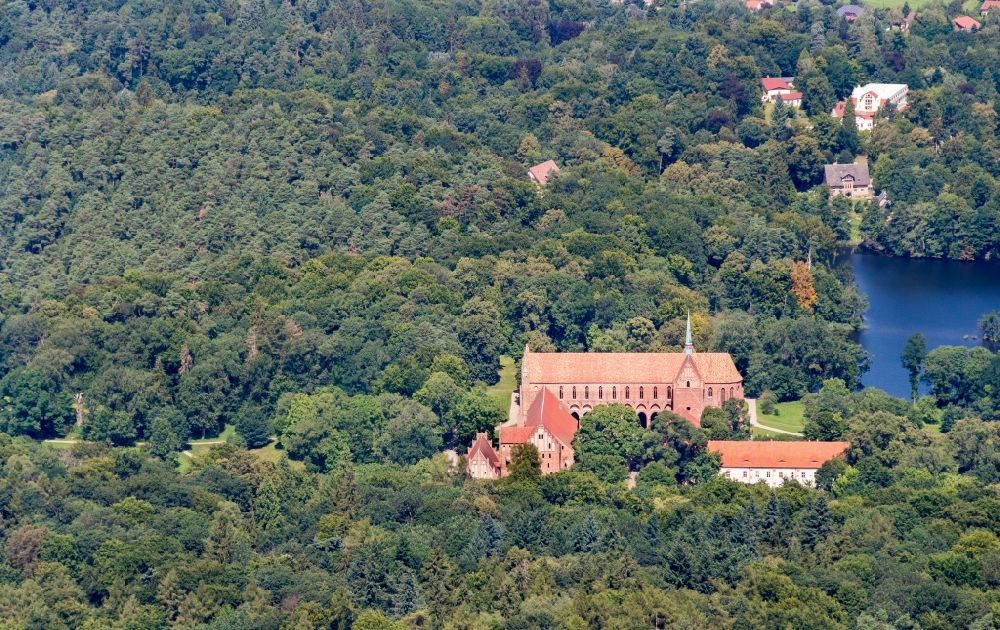 Chorin from above - Complex of buildings of the monastery Zisterzienser in Chorin in the state Brandenburg, Germany