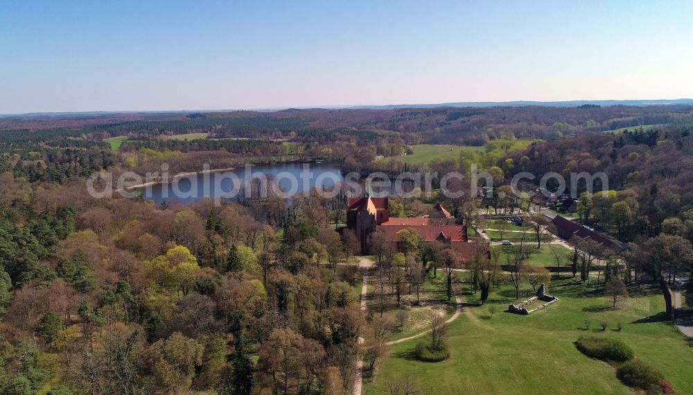 Chorin from above - Complex of buildings of the monastery Zisterzienser in Chorin in the state Brandenburg, Germany