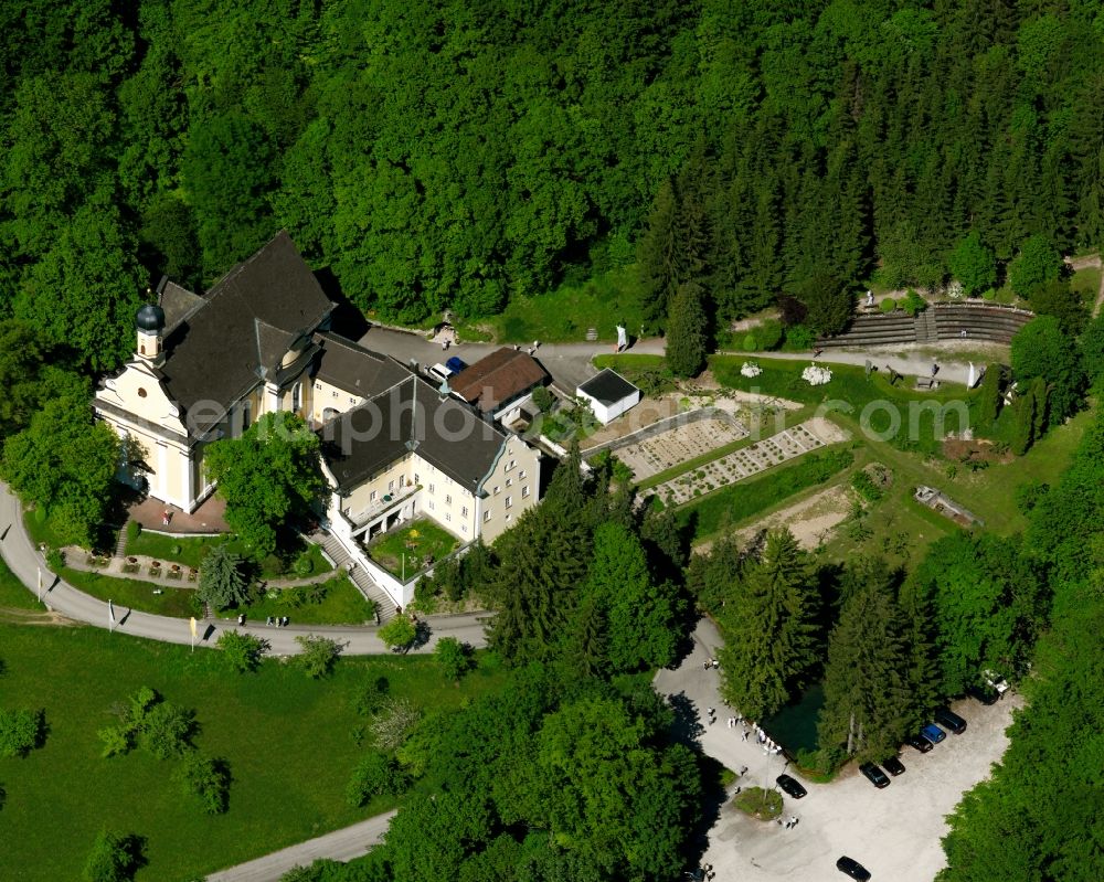 Deggingen from above - Complex of buildings of the monastery Kapuzinerkloster Ave Maria in Deggingen in the state Baden-Wuerttemberg, Germany