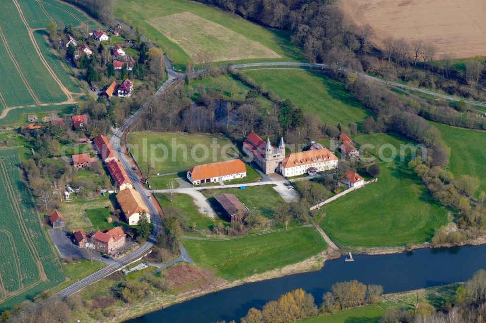 Aerial photograph Hann. Münden - Complex of buildings of the monastery Bursfelde in Hann. Muenden in the state Lower Saxony