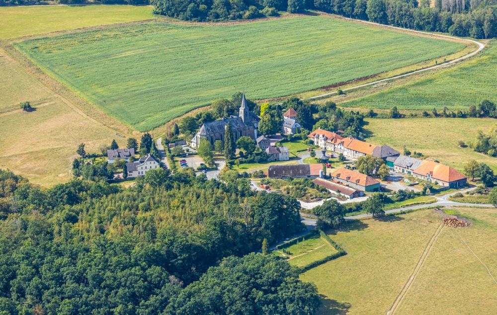 Holzen from the bird's eye view: Complex of buildings of the monastery Oelinghausen in Holzen in the state North Rhine-Westphalia, Germany