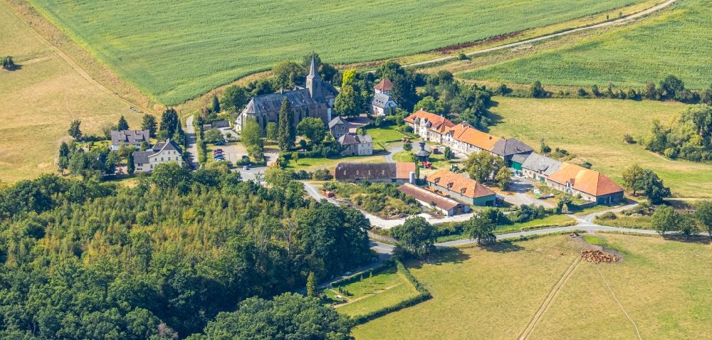 Aerial image Holzen - Complex of buildings of the monastery Oelinghausen in Holzen in the state North Rhine-Westphalia, Germany