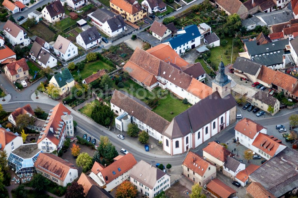 Aerial image Klingenmünster - Complex of buildings of the monastery Kloster Klingenmuenster in Klingenmuenster in the state Rhineland-Palatinate, Germany