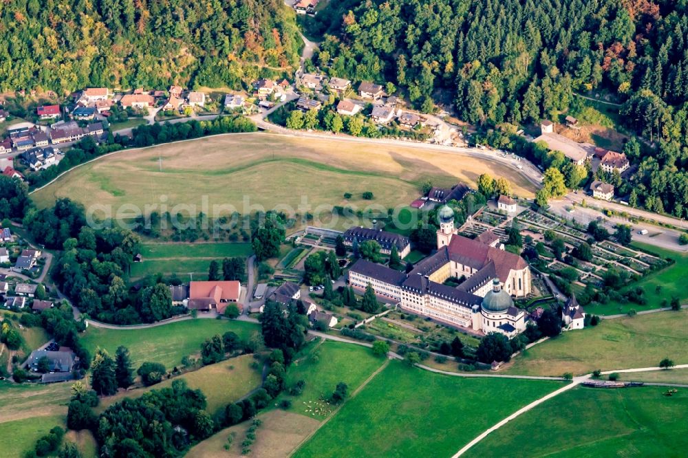 Aerial photograph Münstertal/Schwarzwald - Complex of buildings of the monastery Sankt Trudpert in Muenstertal/Schwarzwald in the state Baden-Wurttemberg, Germany