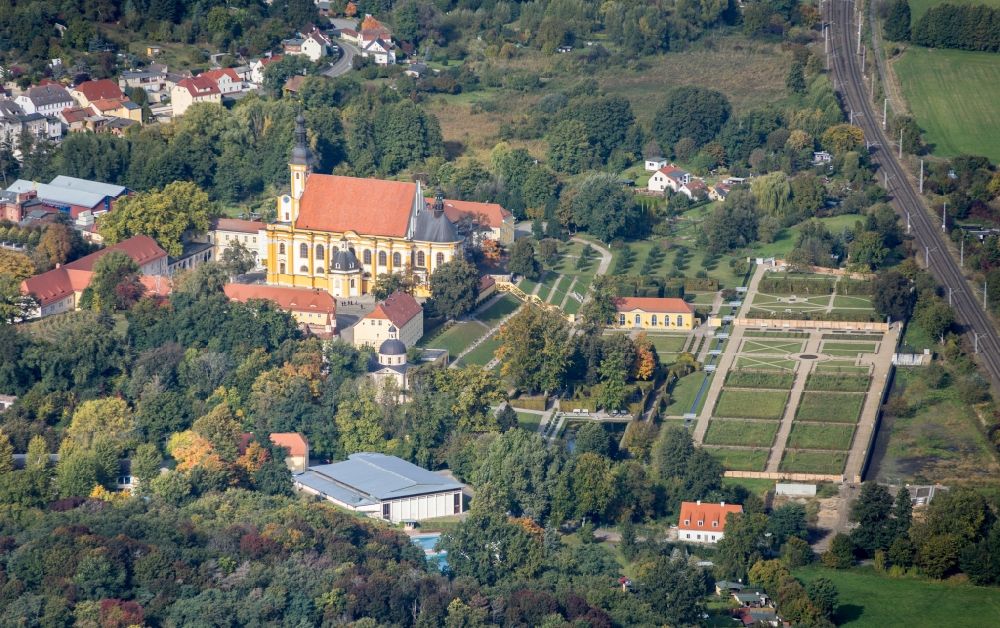 Aerial image Neuzelle - Complex of buildings of the monastery Neuzelle in Neuzelle in the state Brandenburg, Germany