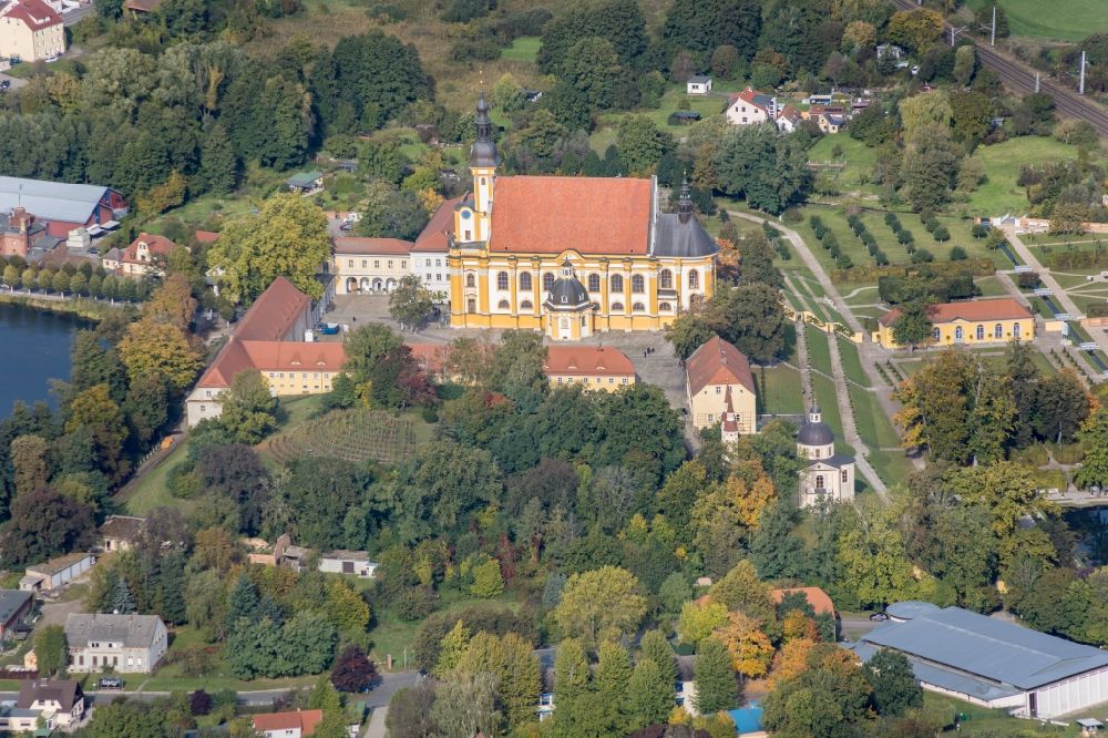 Aerial photograph Neuzelle - Complex of buildings of the monastery Neuzelle in Neuzelle in the state Brandenburg, Germany