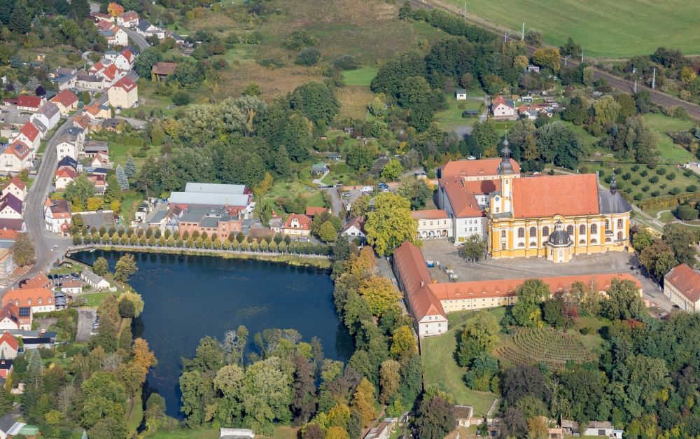 Neuzelle from above - Complex of buildings of the monastery Neuzelle in Neuzelle in the state Brandenburg, Germany
