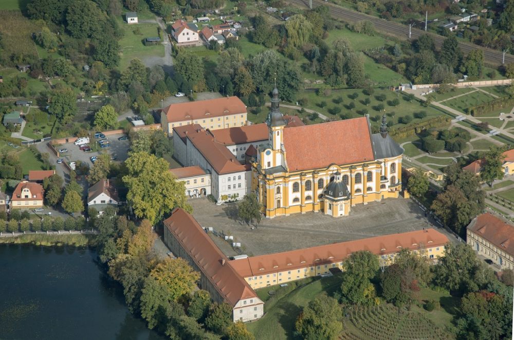 Neuzelle from the bird's eye view: Complex of buildings of the monastery Neuzelle in Neuzelle in the state Brandenburg, Germany