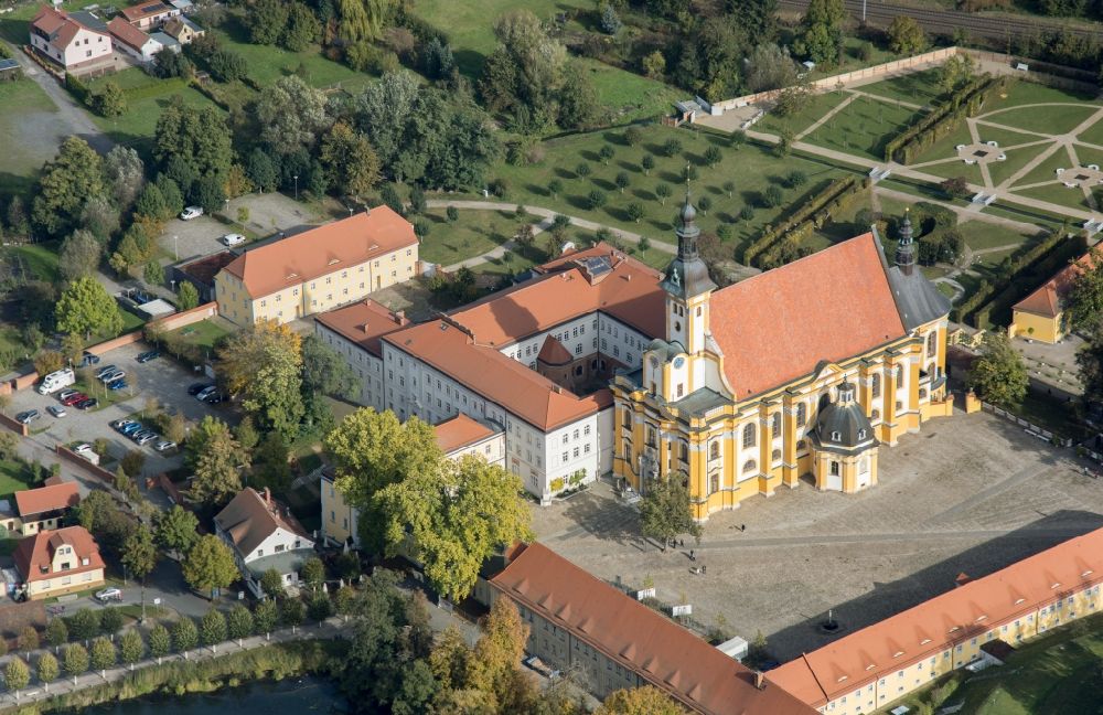 Aerial image Neuzelle - Complex of buildings of the monastery Neuzelle in Neuzelle in the state Brandenburg, Germany