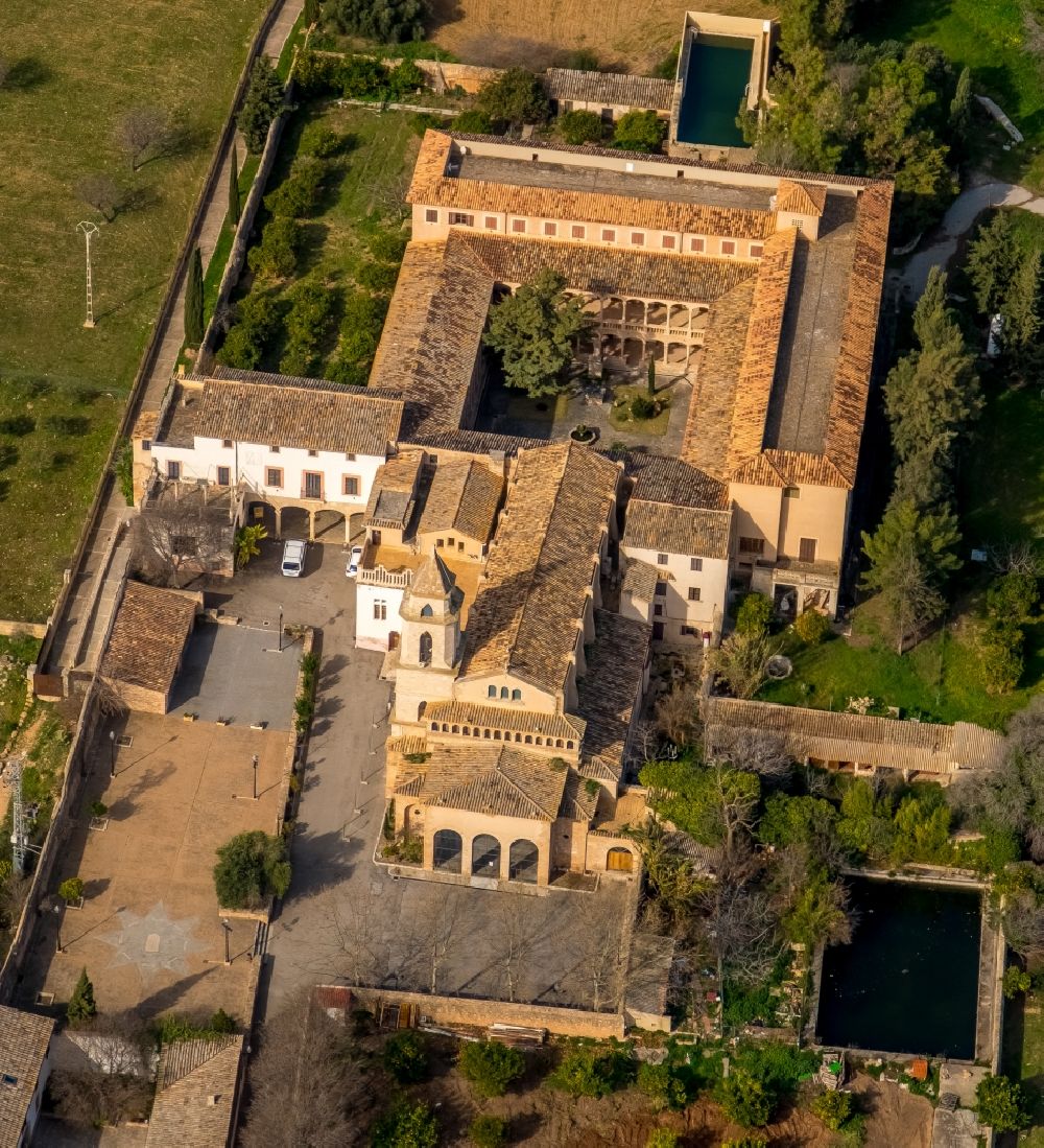 Aerial photograph Palma - Complex of buildings of the Monastery of Santa MarA?a de la Real in the Secar de la Real district north of Palma in the Balearic Island of Mallorca, Spain