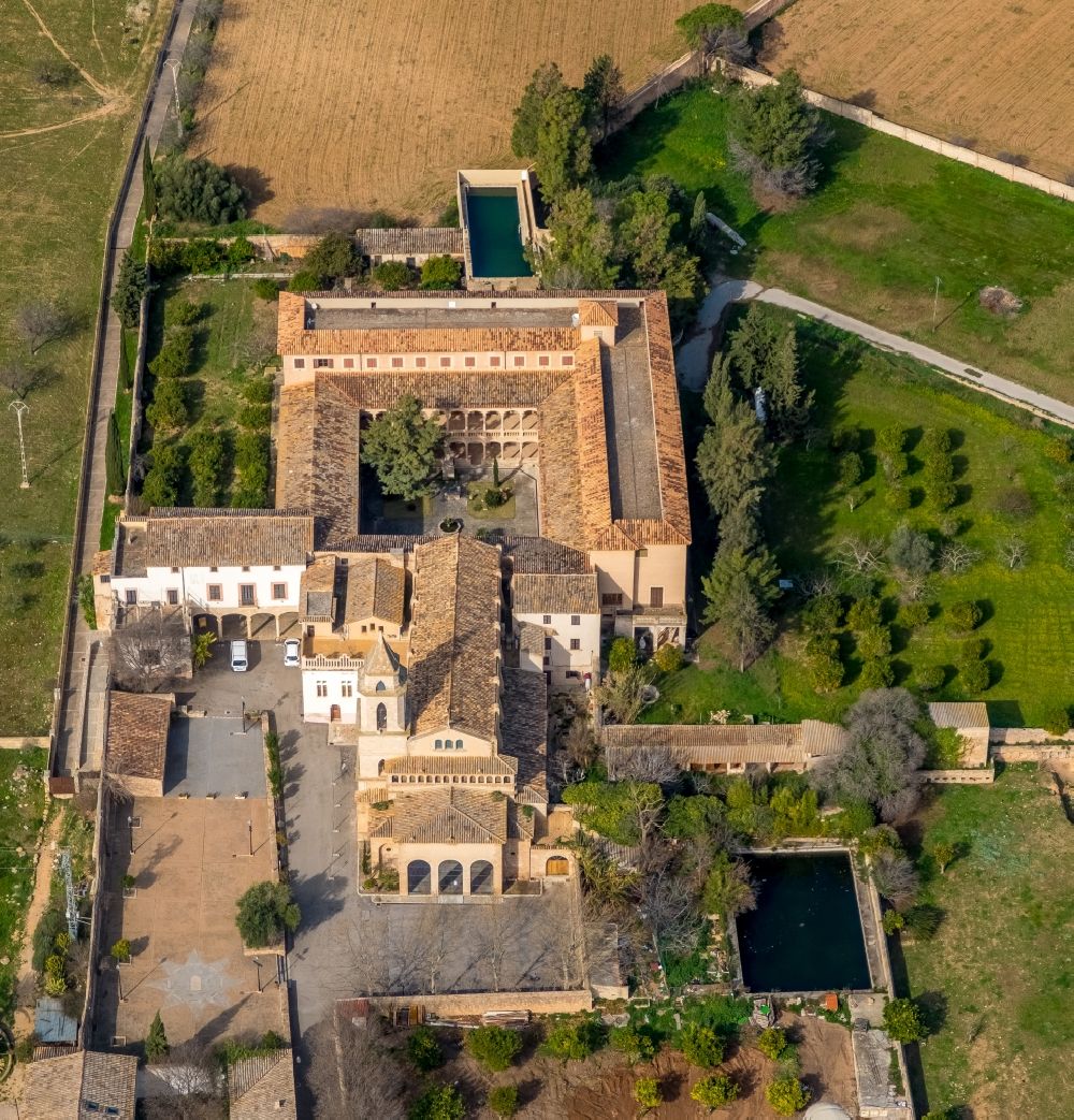 Palma from above - Complex of buildings of the Monastery of Santa MarA?a de la Real in the Secar de la Real district north of Palma in the Balearic Island of Mallorca, Spain