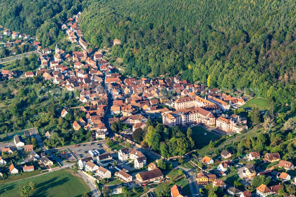 Oberbronn from the bird's eye view: Complex of buildings of the monastery Oberbronn in Oberbronn in Grand Est, France