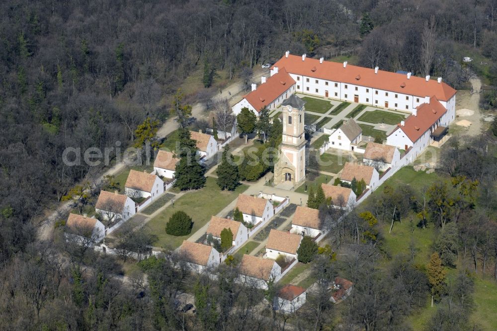 Aerial image Oroszlany - Complex of buildings of the monastery in the district Majk in Oroszlany in Komarom-Esztergom, Hungary