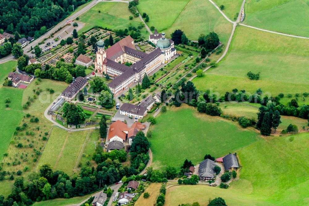 Aerial photograph Münstertal/Schwarzwald - Complex of buildings of the monastery St. Trudpert in the district Obermuenstertal in Muenstertal/Schwarzwald in the state Baden-Wuerttemberg