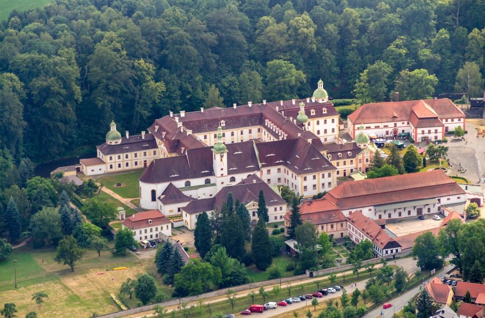 Ostritz from the bird's eye view: Complex of buildings of the monastery St. Marienthal in Ostritz in the state Saxony, Germany