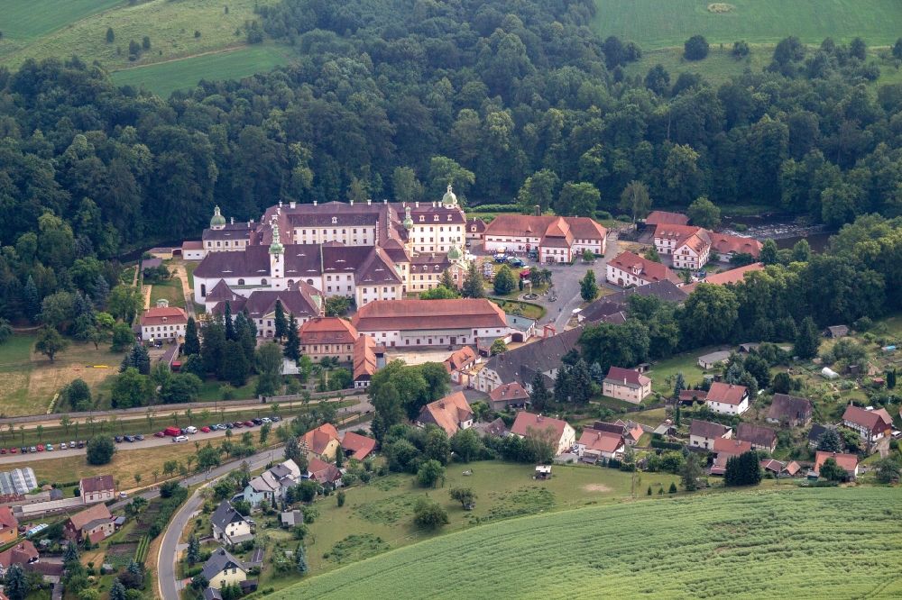 Aerial image Ostritz - Complex of buildings of the monastery St. Marienthal in Ostritz in the state Saxony, Germany