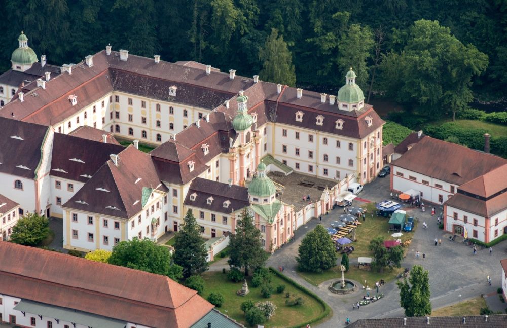 Ostritz from above - Complex of buildings of the monastery St. Marienthal in Ostritz in the state Saxony, Germany