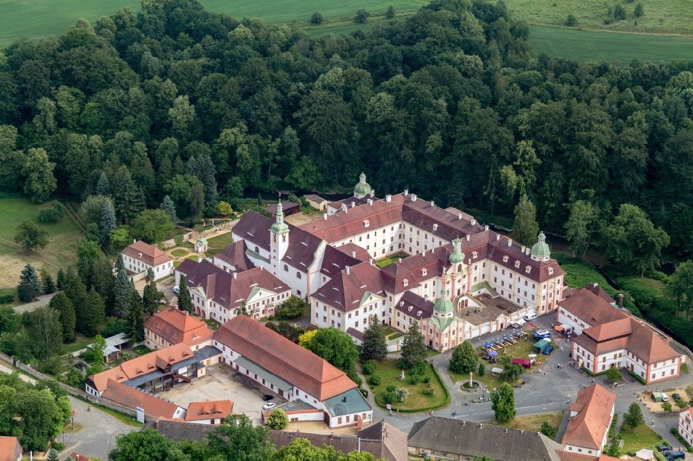 Aerial image Ostritz - Complex of buildings of the monastery St. Marienthal in Ostritz in the state Saxony, Germany