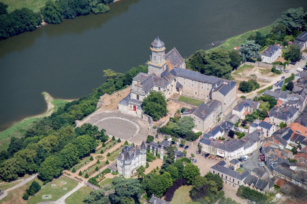 Saint-Florent-le-Vieil from the bird's eye view: Complex of buildings of the monastery Abtei Abbatiale Saint-Florent du Mont-Glonne in Saint-Florent-le-Vieil in Pays de la Loire, France
