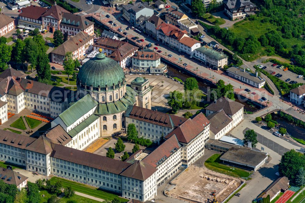 Sankt Blasien from the bird's eye view: Complex of buildings of the monastery Sankt Blasien in Sankt Blasien in the state Baden-Wuerttemberg, Germany