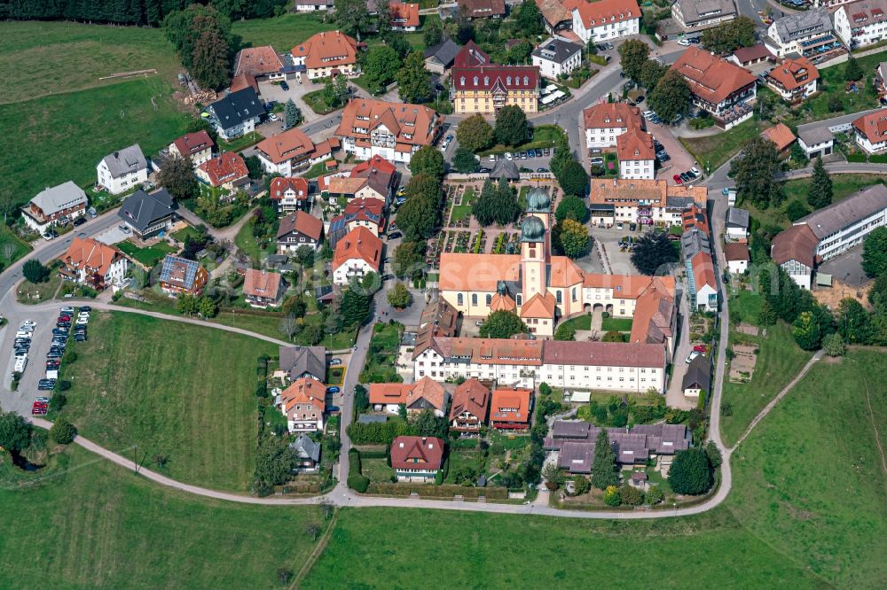 Sankt Märgen from the bird's eye view: Complex of buildings of the monastery and Ort in Sankt Maergen in the state Baden-Wurttemberg, Germany