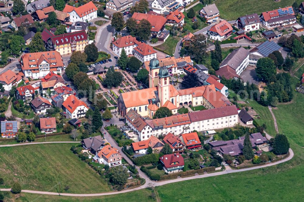 Aerial image Sankt Märgen - Complex of buildings of the monastery and Ort in Sankt Maergen in the state Baden-Wurttemberg, Germany