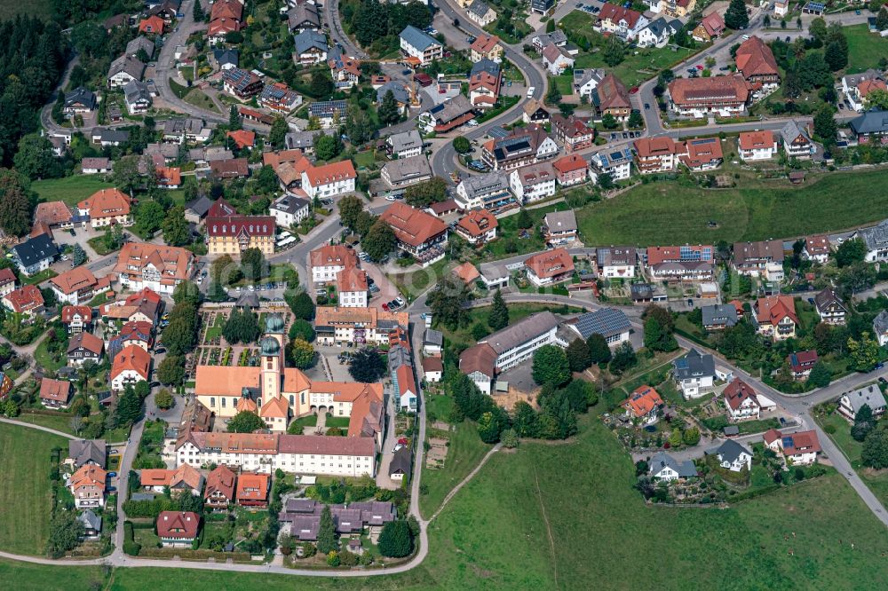 Aerial photograph Sankt Märgen - Complex of buildings of the monastery and Ort in Sankt Maergen in the state Baden-Wurttemberg, Germany
