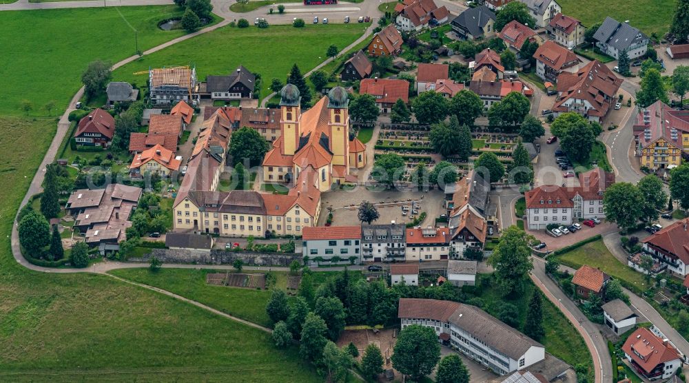 Aerial image Sankt Märgen - Complex of buildings of the monastery Sankt Maergen with Uhrenmuseum and Gemeinde Verwaltung in Sankt Maergen in the state Baden-Wuerttemberg, Germany