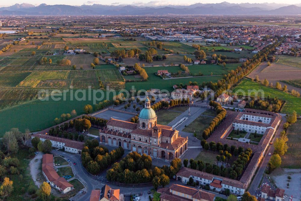 Aerial photograph Santuario di Caravaggio - Complex of buildings of the monastery Santuario di Caravaggio in Caravaggio in the Lombardy, Italy