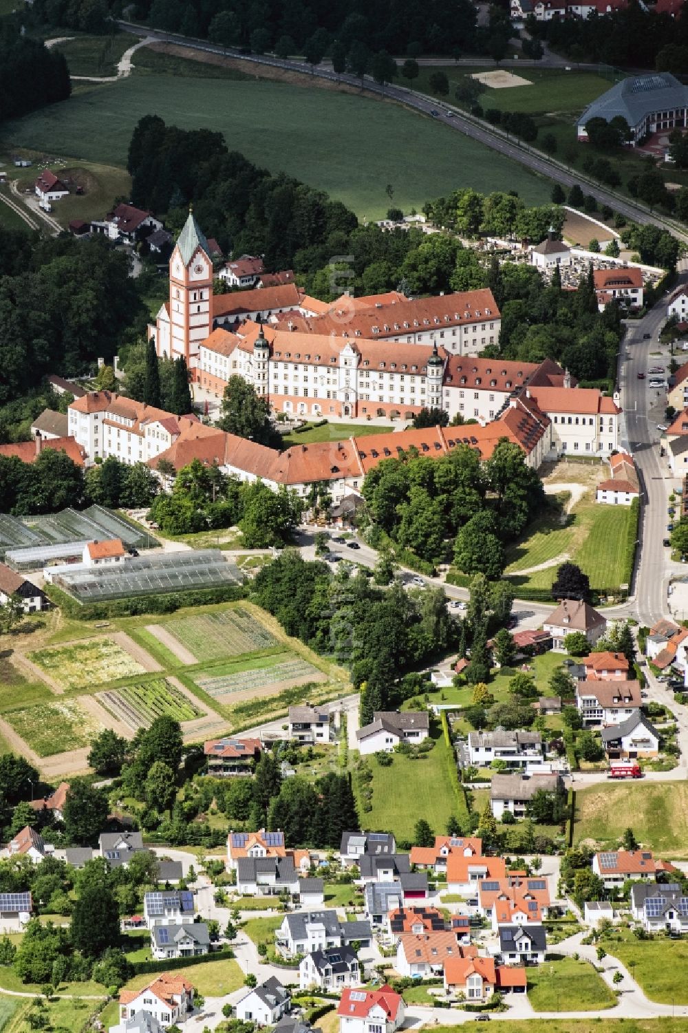 Aerial image Scheyern - Complex of buildings of the monastery Benediktinerabtei Scheyern on Schyrenplatz in Scheyern in the state Bavaria, Germany