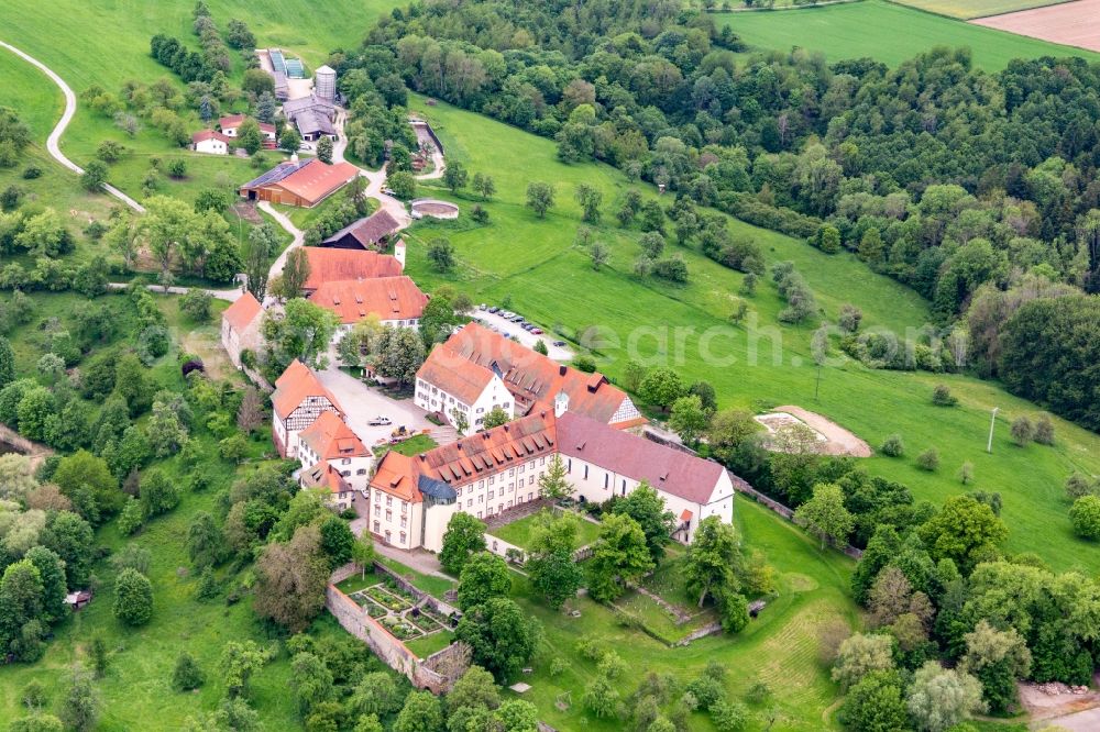 Sulz am Neckar from above - Complex of buildings of the monastery Kirchberg in Sulz am Neckar in the state Baden-Wurttemberg, Germany