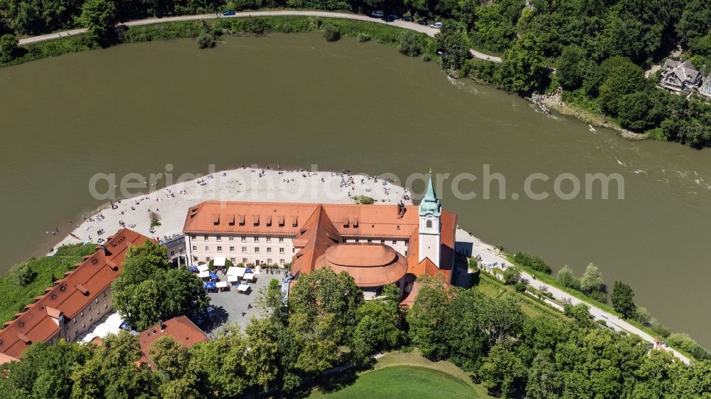 Weltenburg from the bird's eye view: Complex of buildings of the monastery on Asamstrasse on Ufer of Donau in Weltenburg in the state Bavaria, Germany