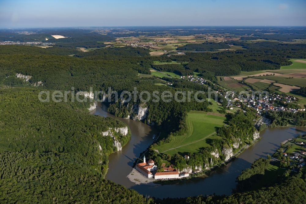 Aerial photograph Weltenburg - Complex of buildings of the monastery on Asamstrasse on Ufer of Donau in Weltenburg in the state Bavaria, Germany