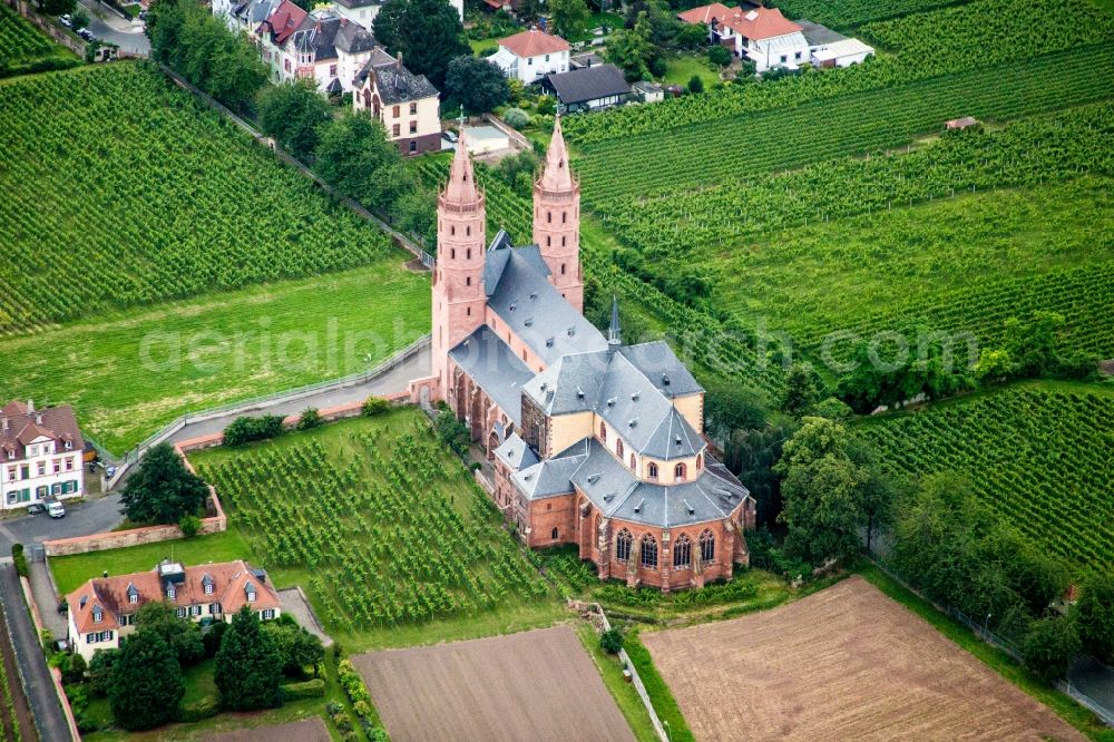 Aerial photograph Worms - Complex of buildings of the monastery Liebfrauenstift in Worms in the state Rhineland-Palatinate