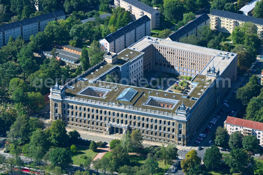 Aerial image Dresden - Building complex of the district court Dresden on Lothringer Strasse in the district Pirnaische Vorstadt in Dresden in the state Saxony, Germany