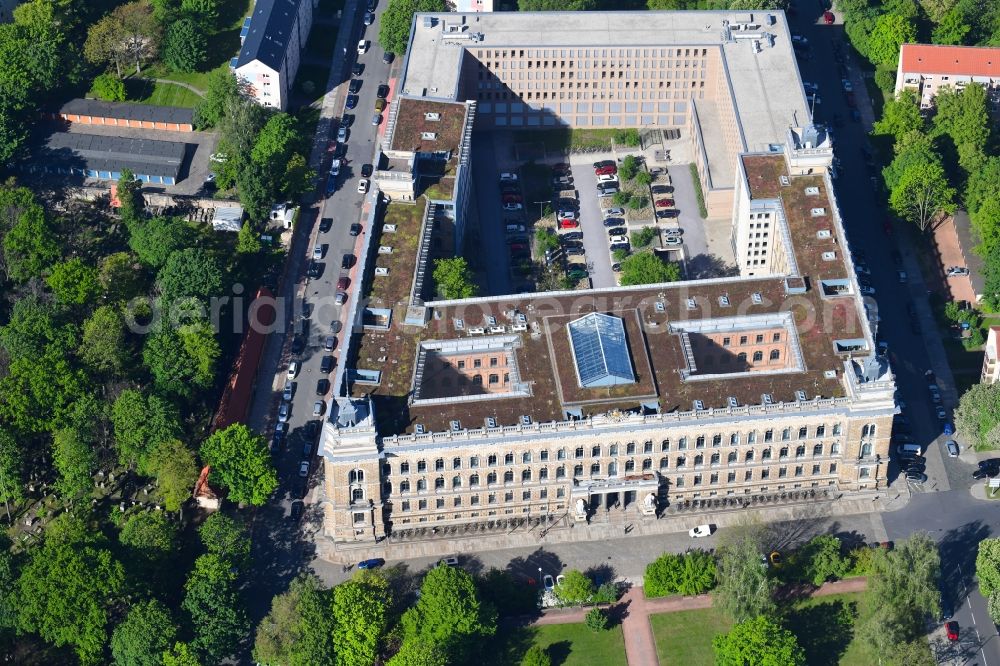 Dresden from above - Building complex of the destrict court Landgericht Dresden on Lothringer Strasse in Dresden in the state Saxony