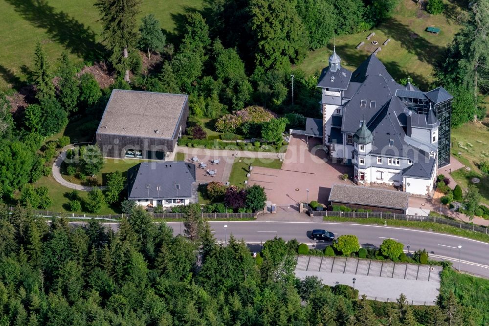 Hinterzarten from the bird's eye view: Complex of the hotel building EnBW Seminar- and Ferienhaus Titisee in Hinterzarten in the state Baden-Wuerttemberg, Germany