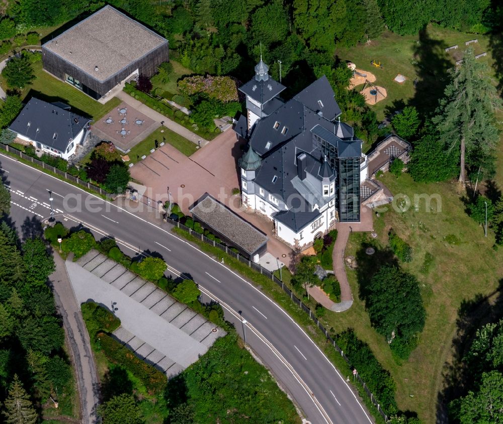 Aerial image Hinterzarten - Complex of the hotel building EnBW Seminar- and Ferienhaus Titisee in Hinterzarten in the state Baden-Wuerttemberg, Germany