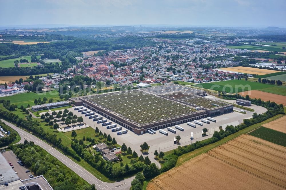 Steinheim an der Murr from above - Building complex and distribution center on the site of Aldi - Sued in Steinheim an der Murr in the state Baden-Wurttemberg, Germany
