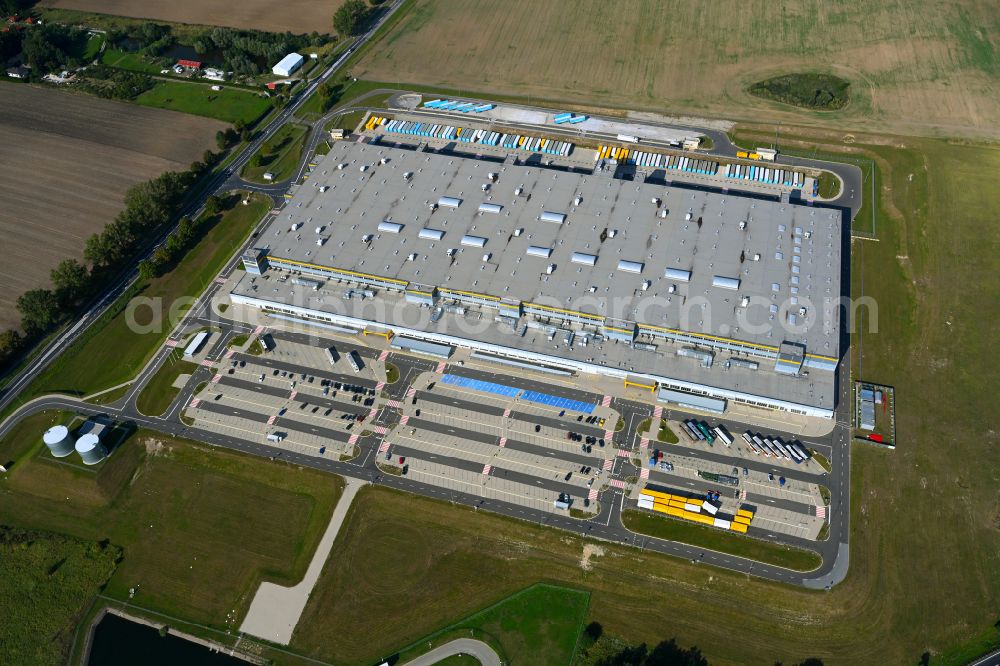Aerial image Kolbaskowo - Building complex and distribution center on the site Amazon SZZ1 on street Droga Krajowa 13 in Kolbaskowo in West Pomeranian, Poland