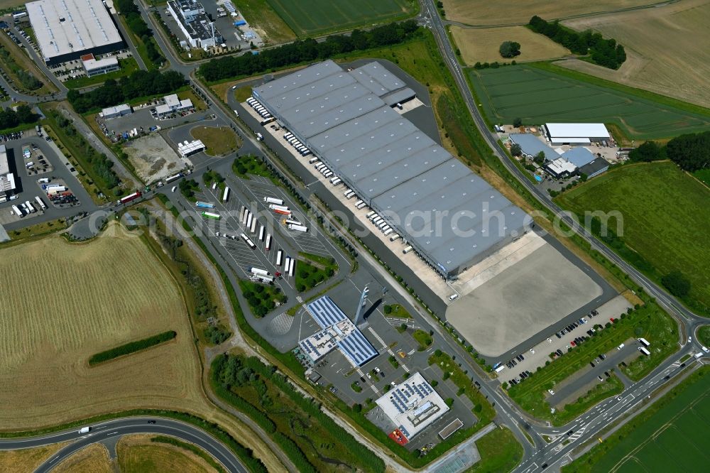 Rheda-Wiedenbrück from above - Building complex and distribution center on the site of Elmer Logistik GmbH & Co. KG on Aurea in Rheda-Wiedenbrueck in the state North Rhine-Westphalia, Germany