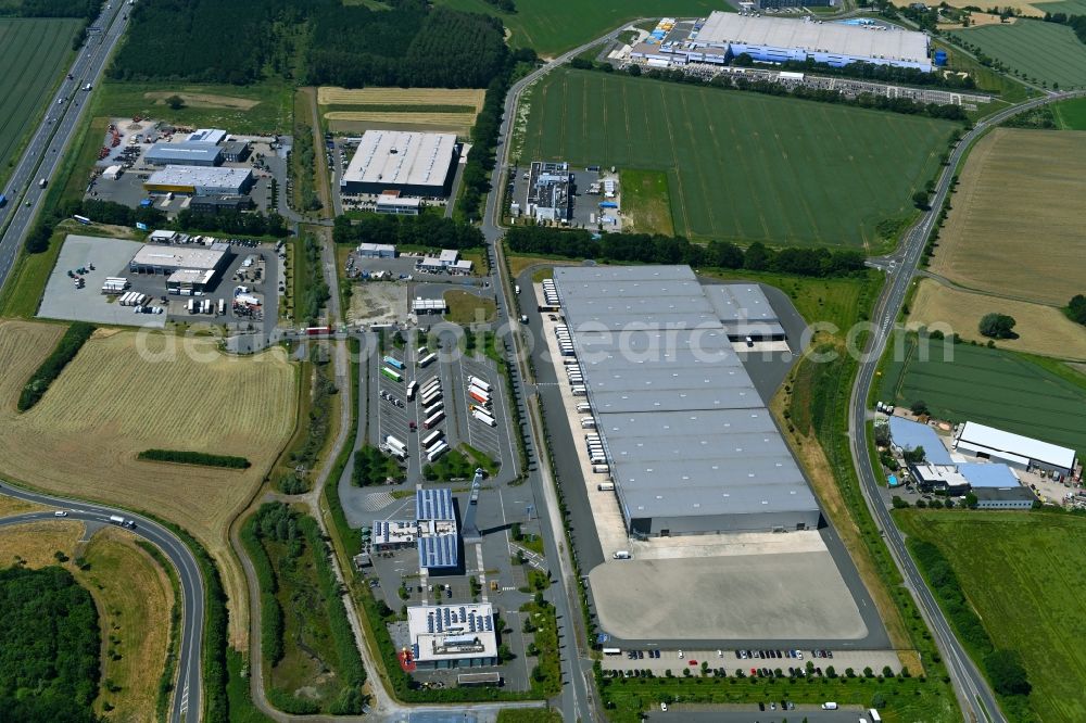 Aerial photograph Rheda-Wiedenbrück - Building complex and distribution center on the site of Elmer Logistik GmbH & Co. KG on Aurea in Rheda-Wiedenbrueck in the state North Rhine-Westphalia, Germany