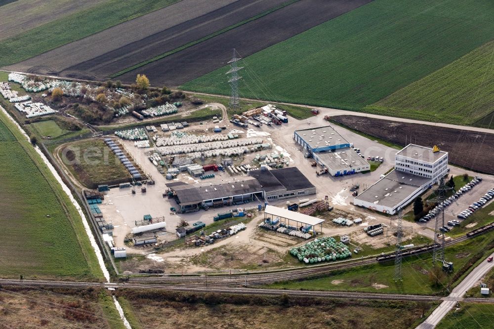 Aerial image Tresdorf - Building complex and distribution center on the site Gruschina Transporte on Flaga-Strasse corner Laaer Strasse in Tresdorf in Lower Austria, Austria