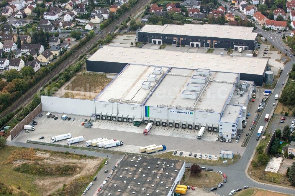 Flörsheim am Main from the bird's eye view: Building complex and distribution center on the site Nagel Transthermos GmbH & Co. KG on Mariechen-Graulich-Strasse in Floersheim am Main in the state Hesse, Germany