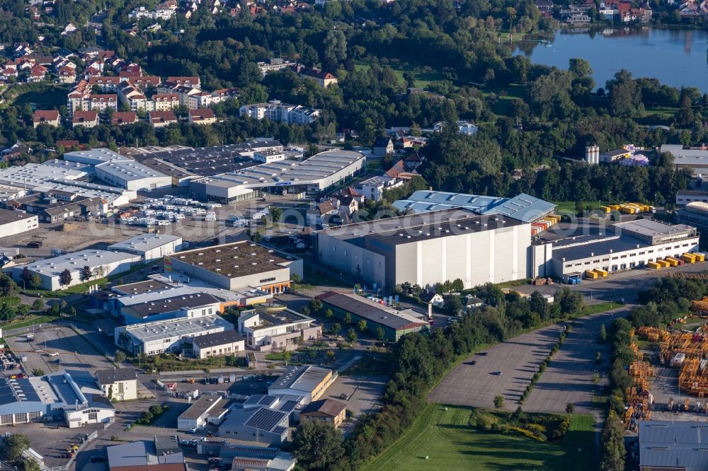 Aerial image Bad Waldsee - Building complex and distribution center on the site of Versandhaus Walz GmbH, Baby-Walz in Bad Waldsee in the state Baden-Wuerttemberg, Germany