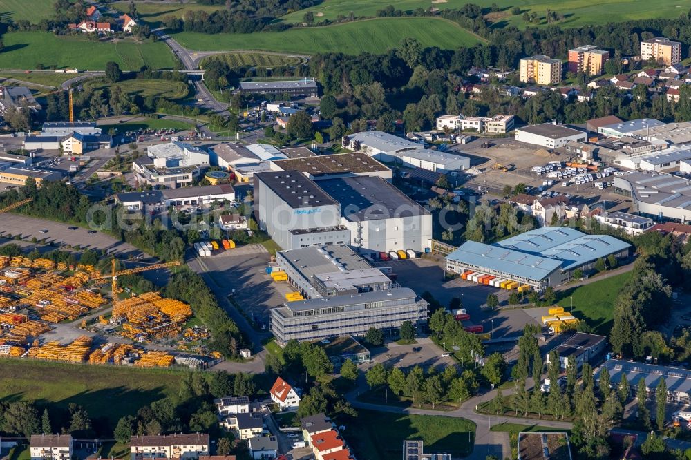 Bad Waldsee from the bird's eye view: Building complex and distribution center on the site of Versandhaus Walz GmbH, Baby-Walz in Bad Waldsee in the state Baden-Wuerttemberg, Germany