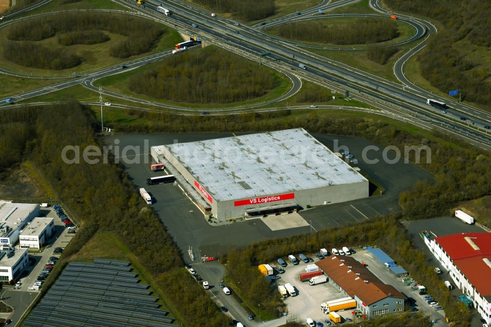 Aerial image Kürnach - Building complex and distribution center on the site of VS Logistics Warehousing Services GmbH on Wachtelberg in Kuernach in the state Bavaria, Germany