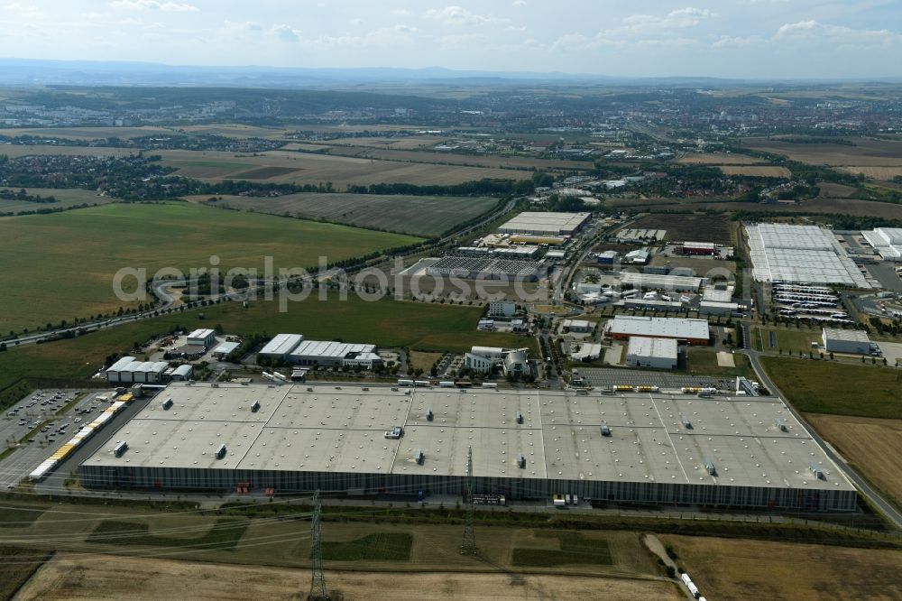 Erfurt from the bird's eye view: Building complex and distribution center on the site of Zalando Logistics SE & Co. KG In der Hochstedter Ecke in Erfurt in the state Thuringia