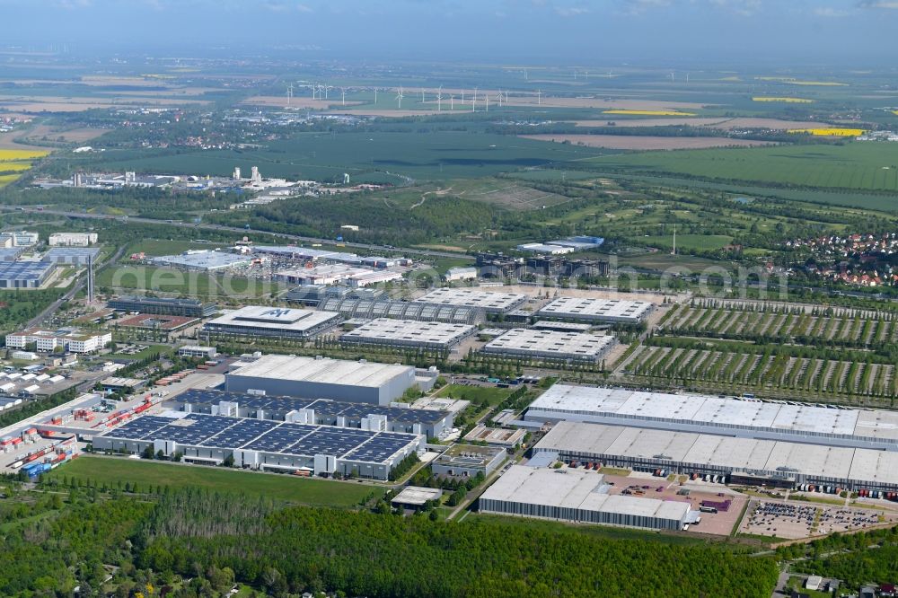 Aerial image Leipzig - Building complex and distribution center on the site of momox GmbH Am alten Flughafen in the district Nordost in Leipzig in the state Saxony, Germany