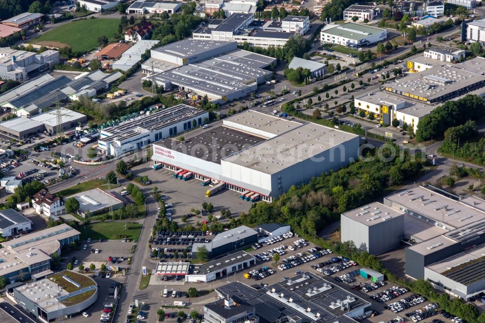Reutlingen from the bird's eye view: Building complex and central distribution center of Wohnland in Reutlingen in the state Baden-Wuerttemberg, Germany